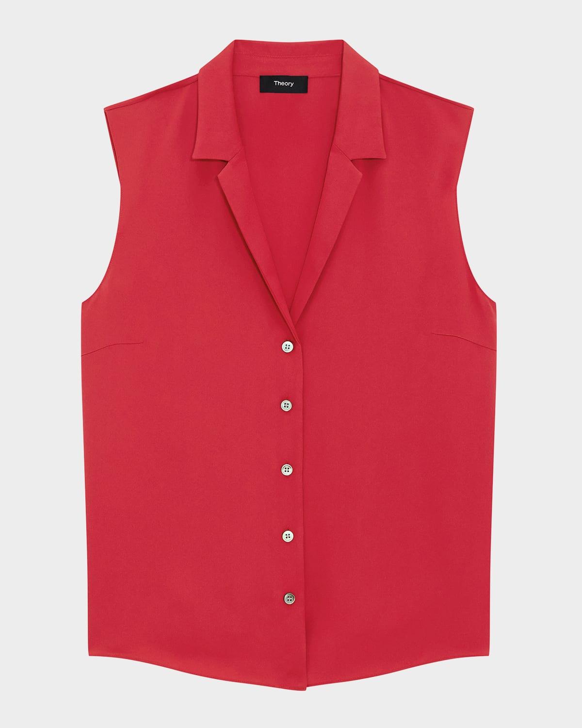 sleeveless silk camp blouse