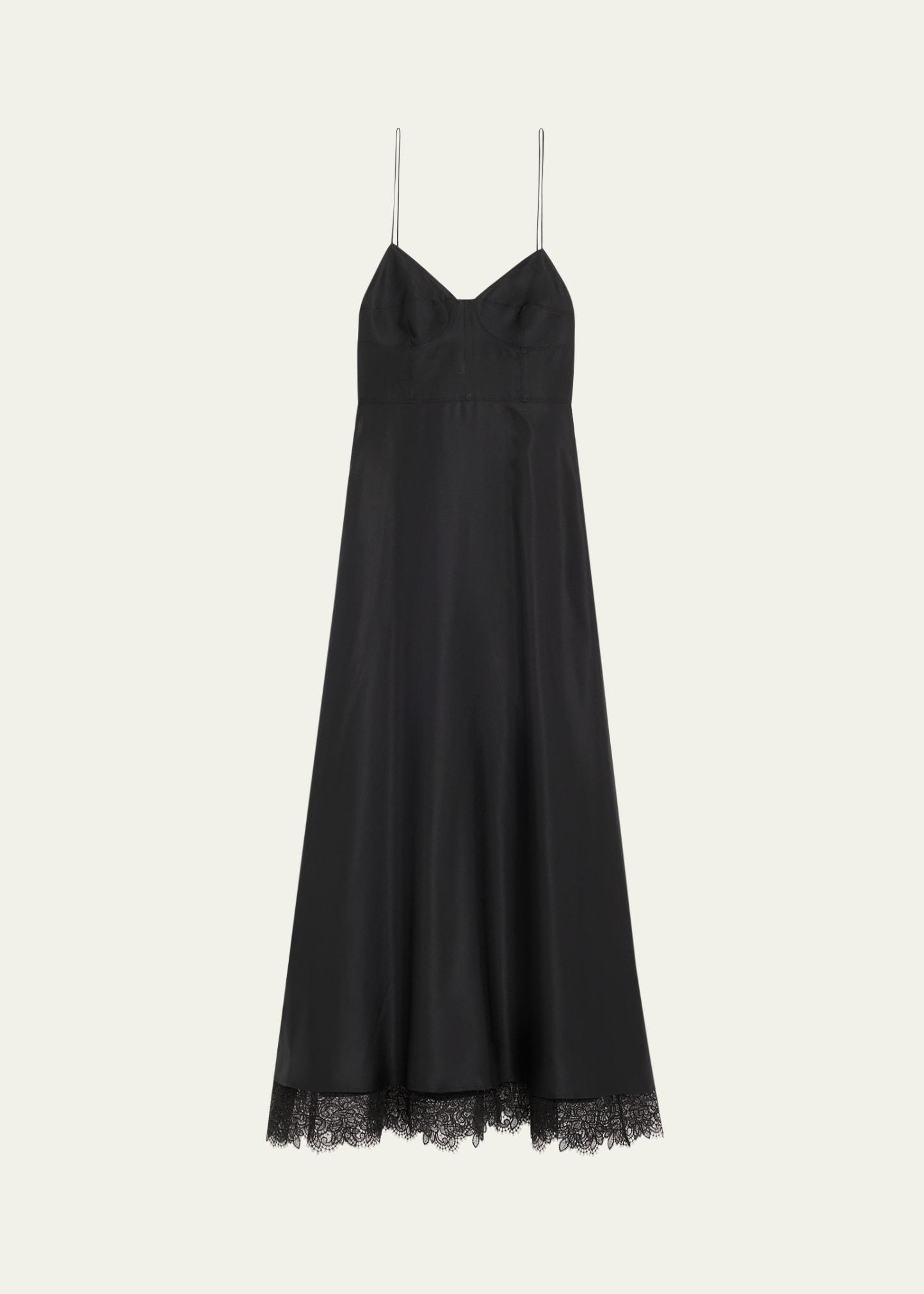 sleeveless silk lace dress