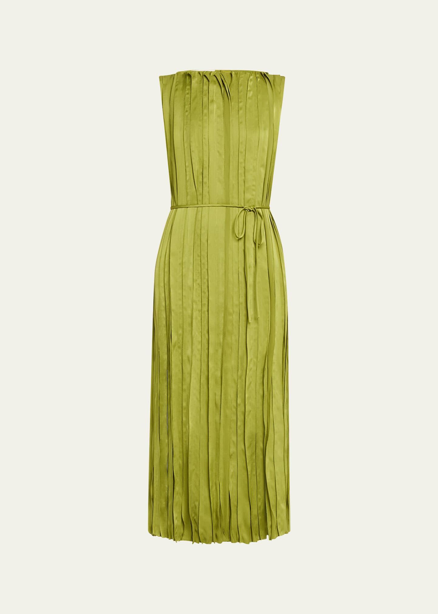 sleeveless slit-hem midi dress