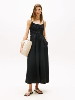 sleeveless smocked midi dress