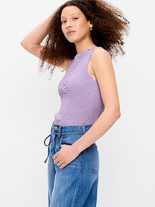 sleeveless smocked tank top