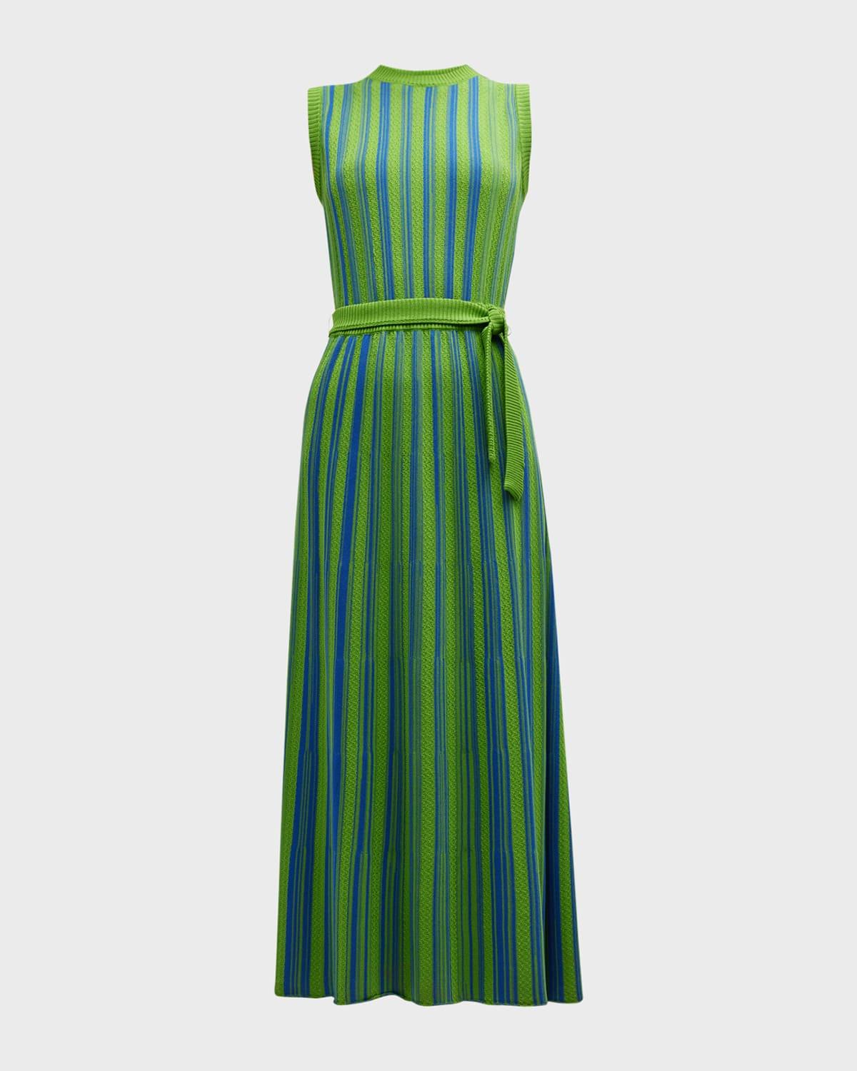 sleeveless soft ribbed knit belted maxi dress - modern fit