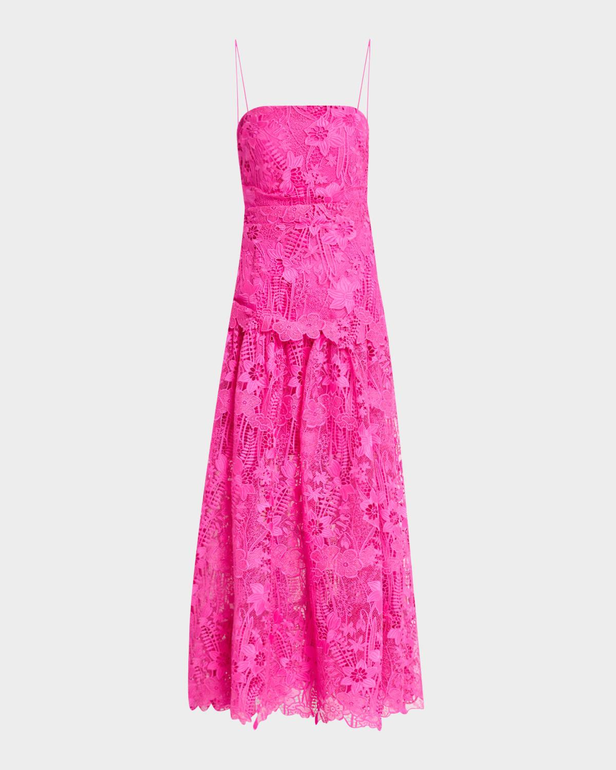 sleeveless square-neck lace maxi dress