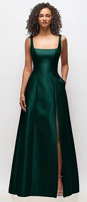 sleeveless square-neck princess line gown with pockets