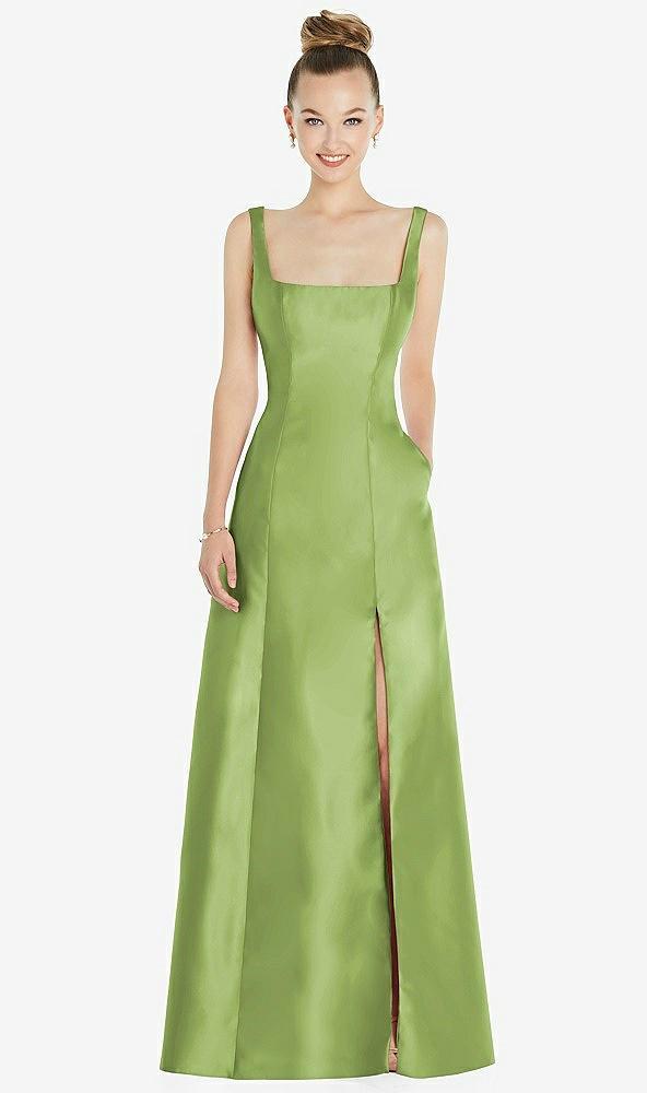 sleeveless square-neck princess line gown with pockets
