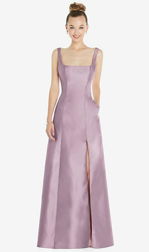 sleeveless square-neck princess line gown with pockets
