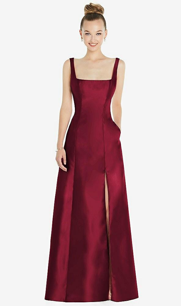 sleeveless square-neck princess line gown with pockets