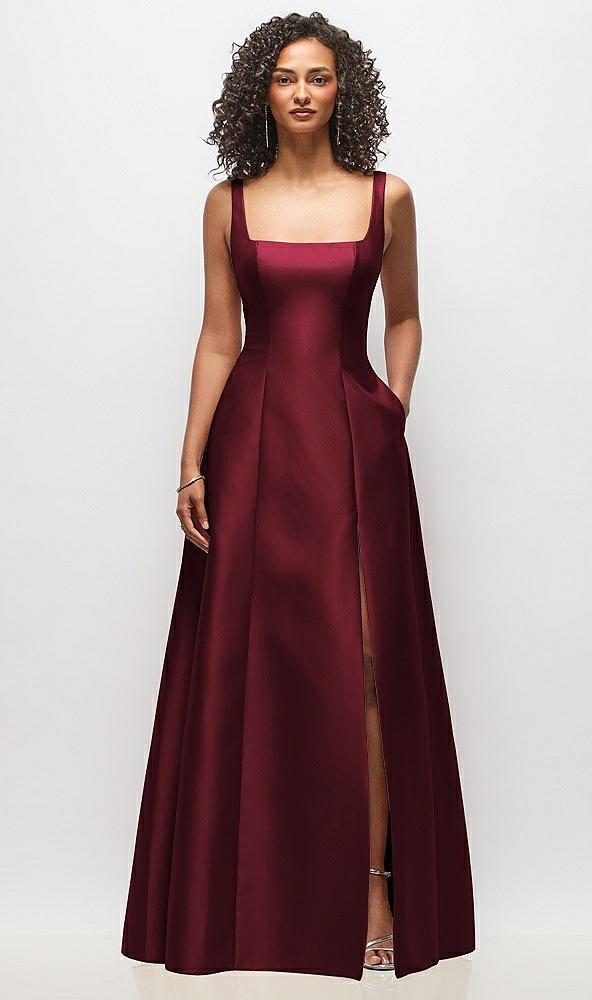 sleeveless square-neck princess line gown with pockets