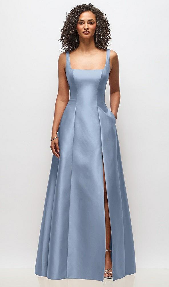 sleeveless square-neck princess line gown with pockets