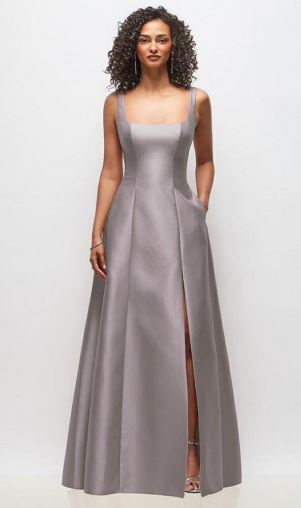 sleeveless square-neck princess line gown with pockets