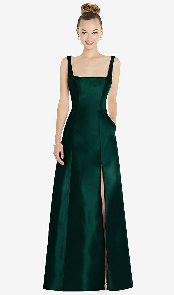 sleeveless square-neck princess line gown with pockets