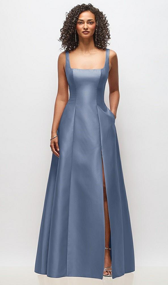 sleeveless square-neck princess line gown with pockets