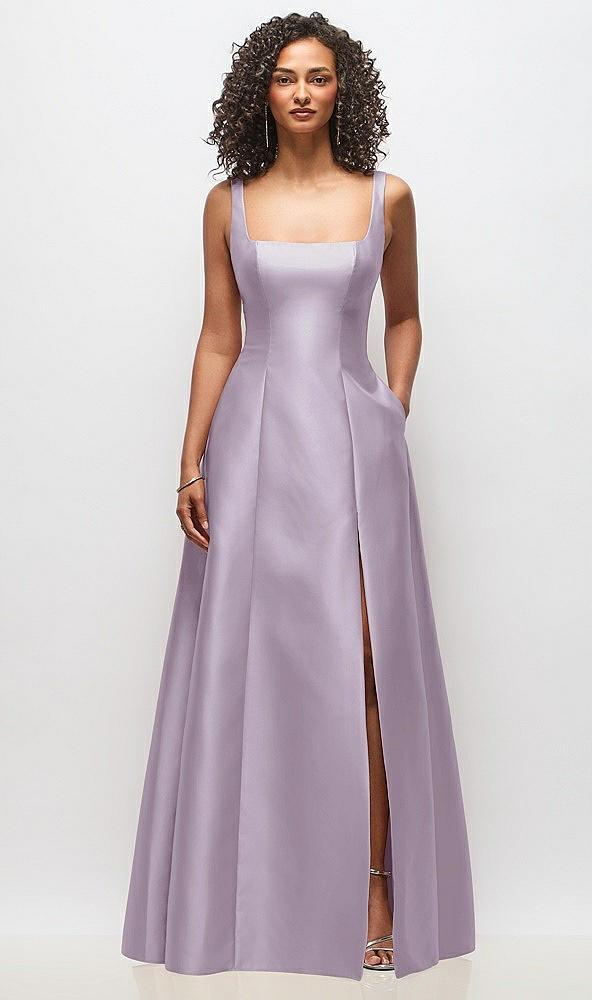 sleeveless square-neck princess line gown with pockets