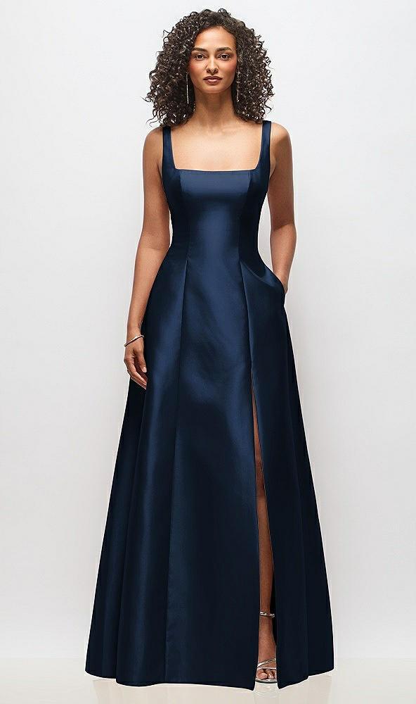 sleeveless square-neck princess line gown with pockets