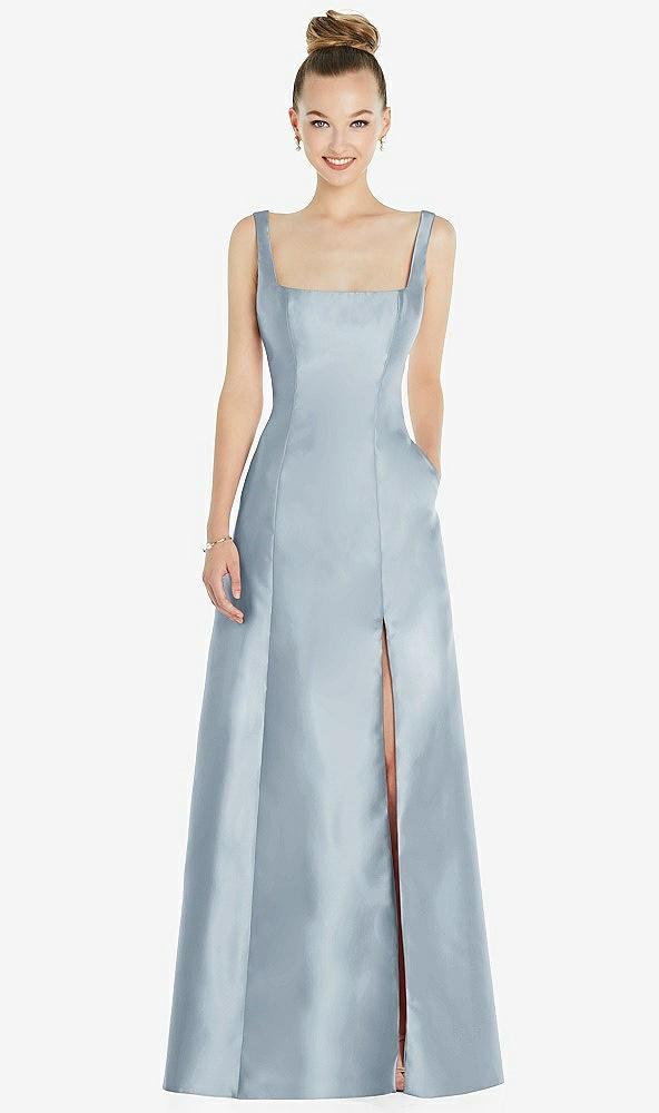 sleeveless square-neck princess line gown with pockets