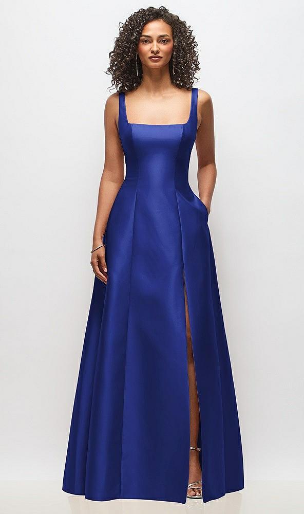sleeveless square-neck princess line gown with pockets