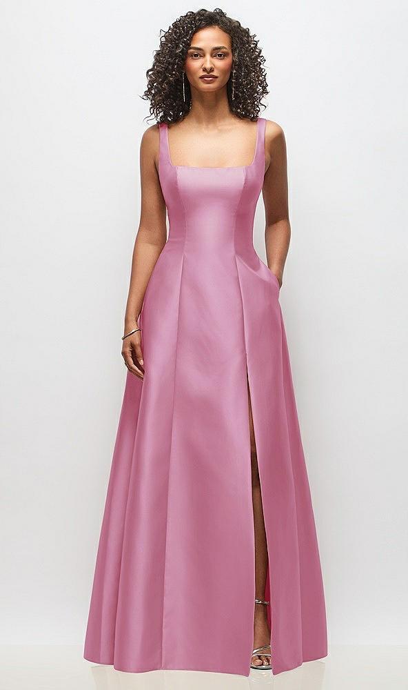 sleeveless square-neck princess line gown with pockets