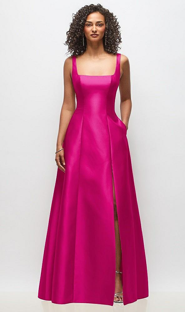 sleeveless square-neck princess line gown with pockets