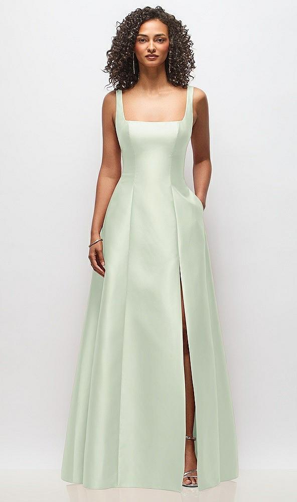 sleeveless square-neck princess line gown with pockets