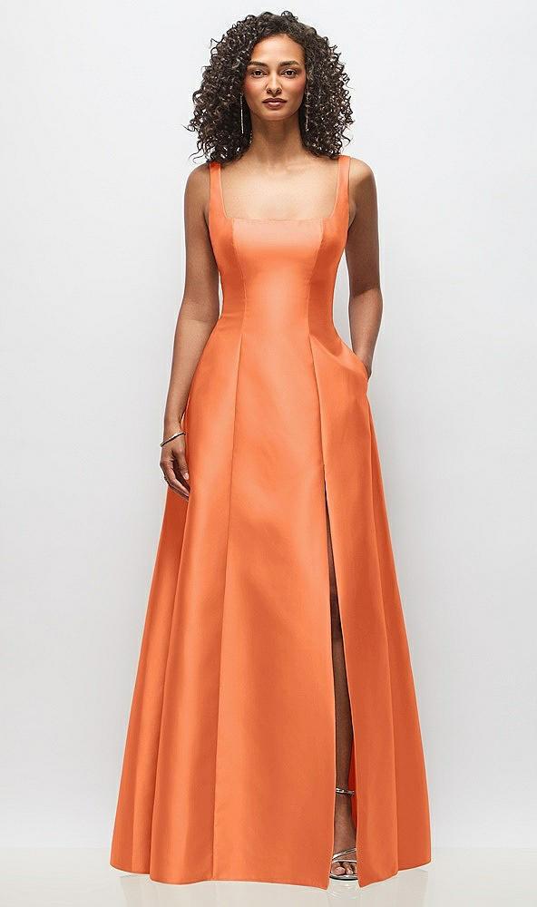 sleeveless square-neck princess line gown with pockets