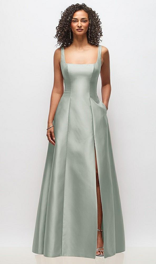 sleeveless square-neck princess line gown with pockets