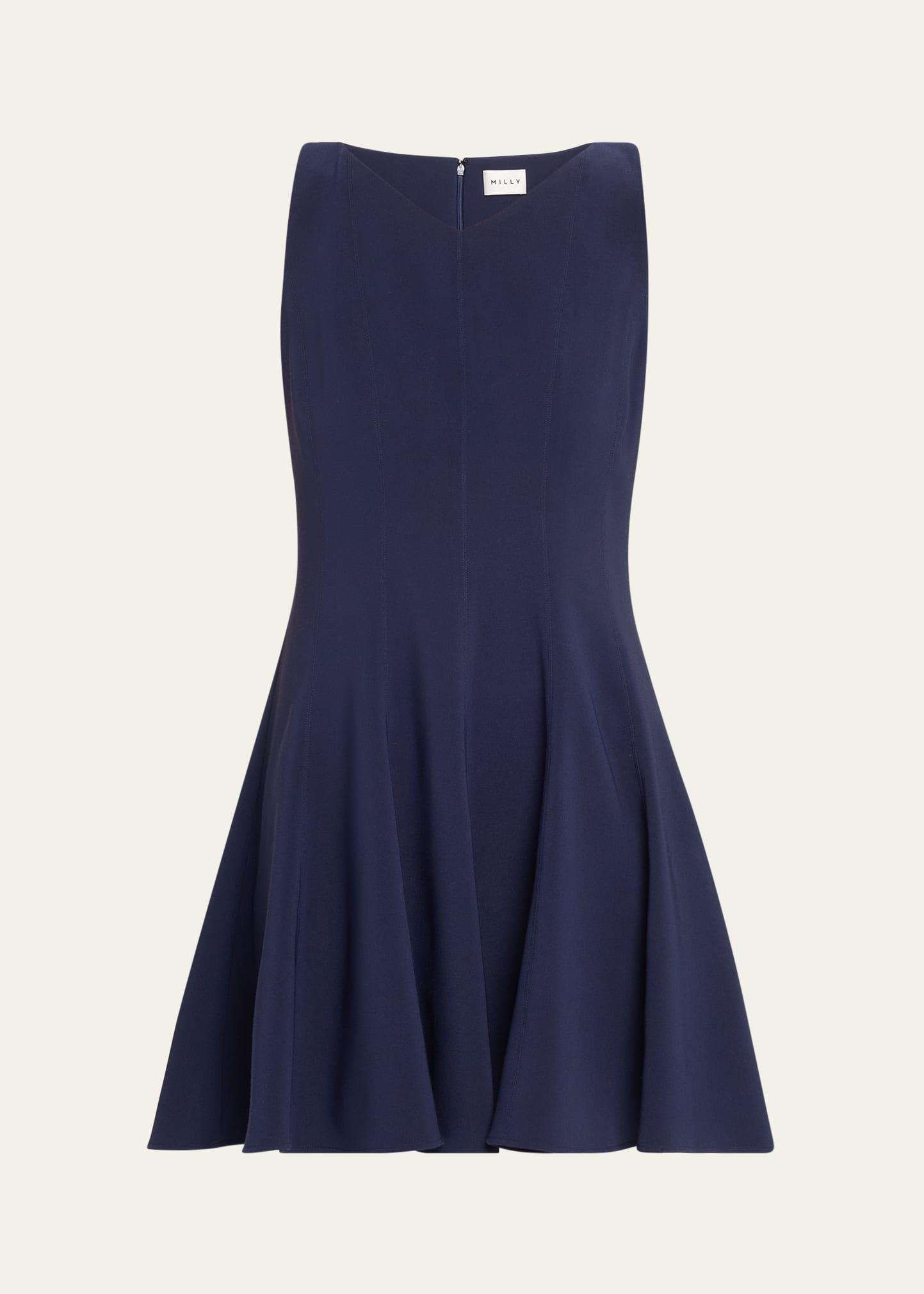 sleeveless stretch cady fit-&-flare mini dress