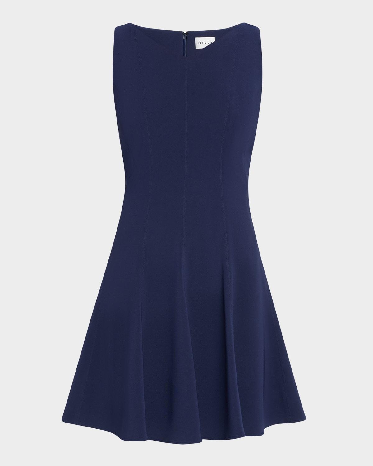 sleeveless stretch cady fit-&-flare mini dress