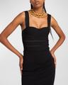 sleeveless stretch viscose banded corset dress
