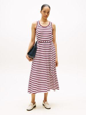 sleeveless stripe maxi dress
