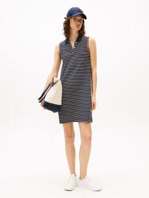sleeveless stripe polo dress