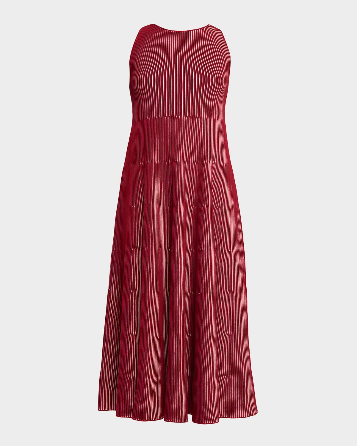 sleeveless striped rib knit maxi dress
