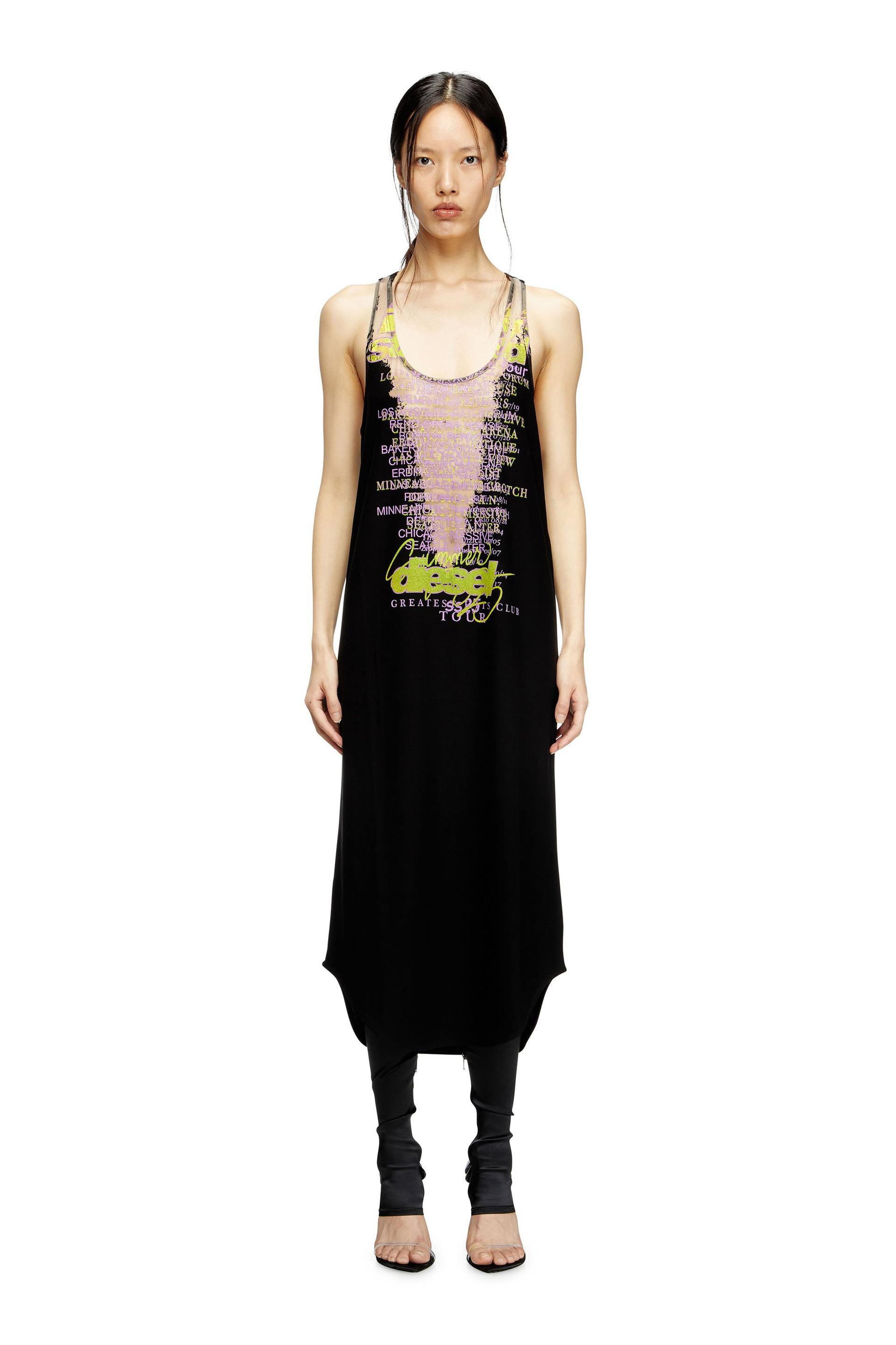 sleeveless tank dress with lyrics print