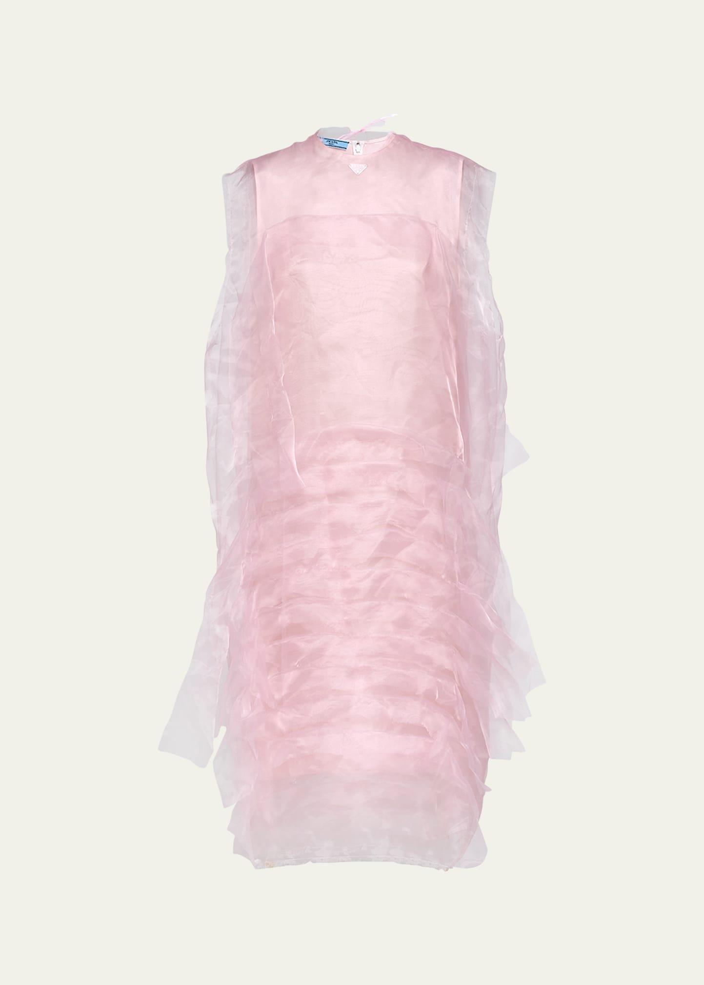 sleeveless technical voile dress