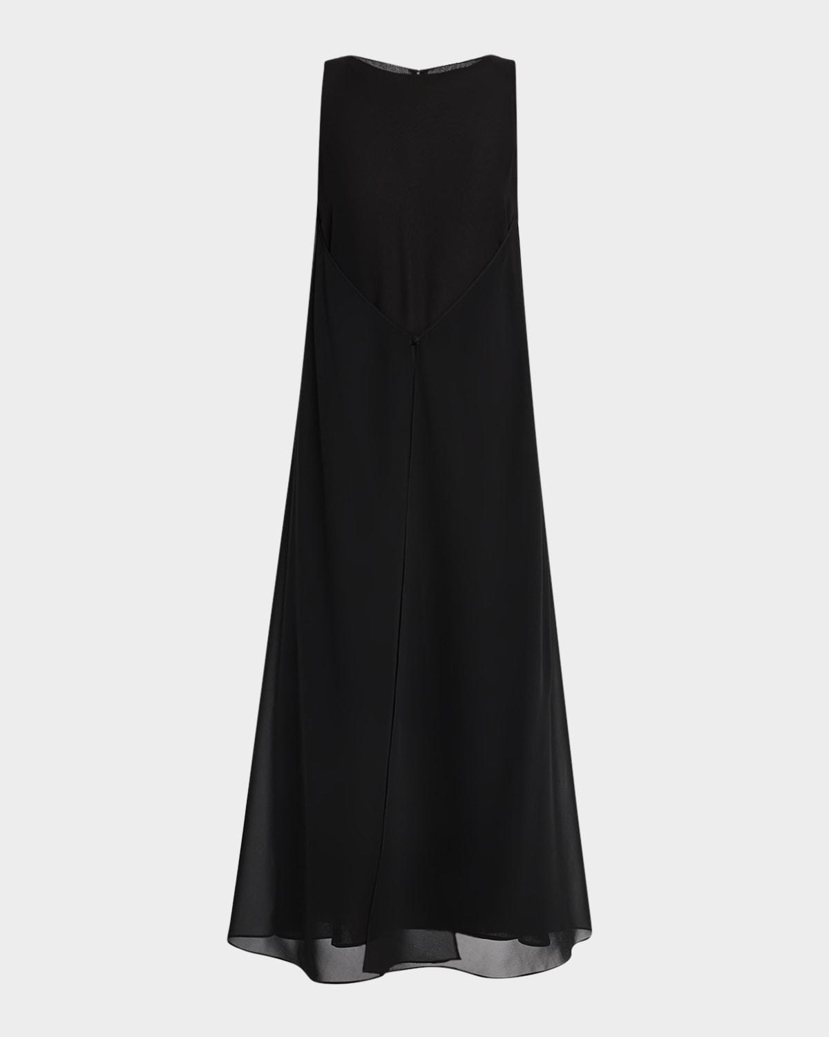 sleeveless techno georgette maxi dress