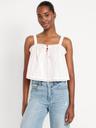 sleeveless textured-dobby top