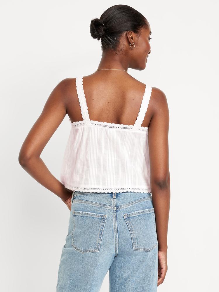sleeveless textured-dobby top