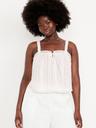 sleeveless textured-dobby top