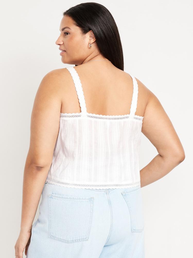 sleeveless textured-dobby top