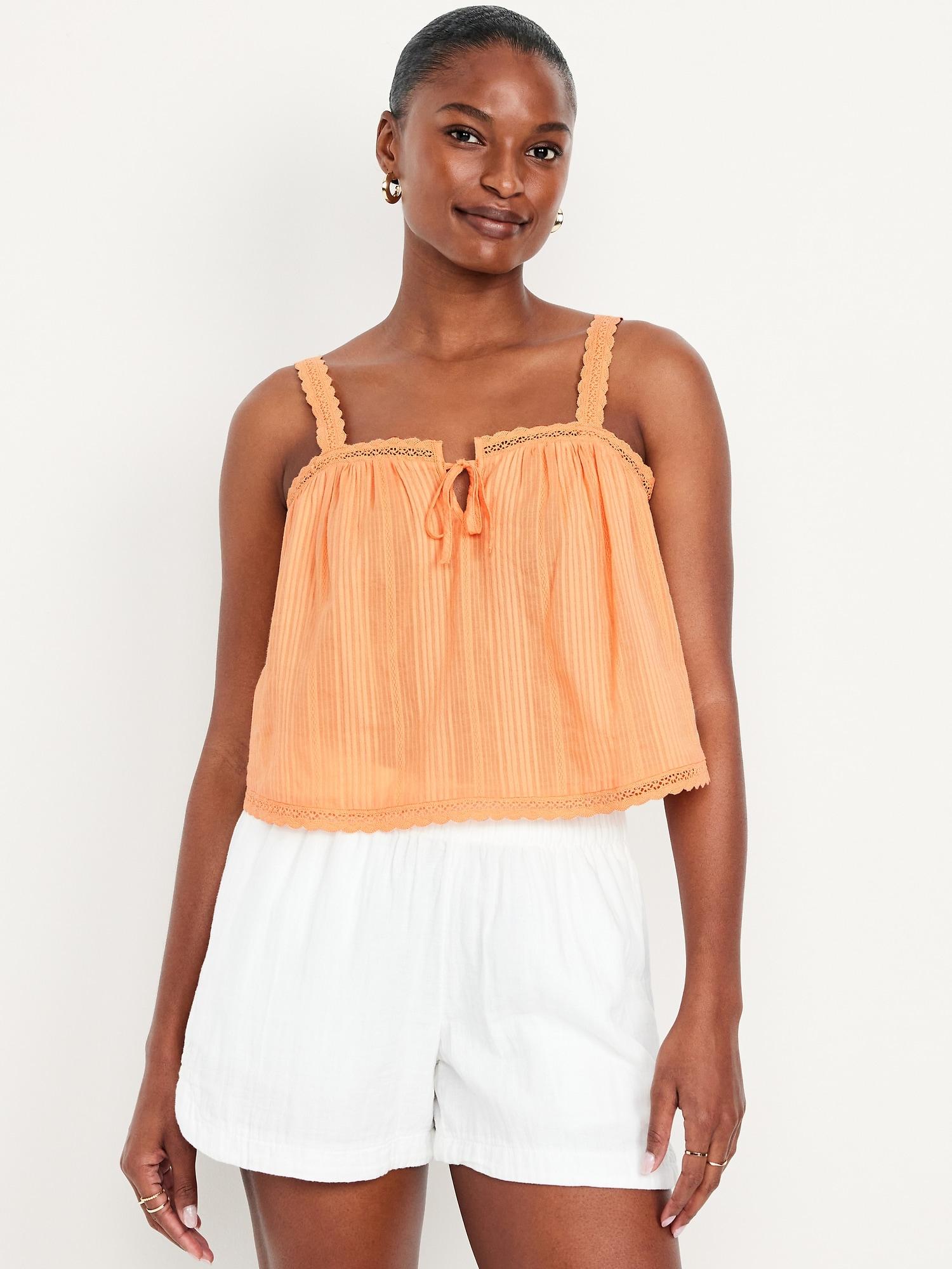 sleeveless textured-dobby top