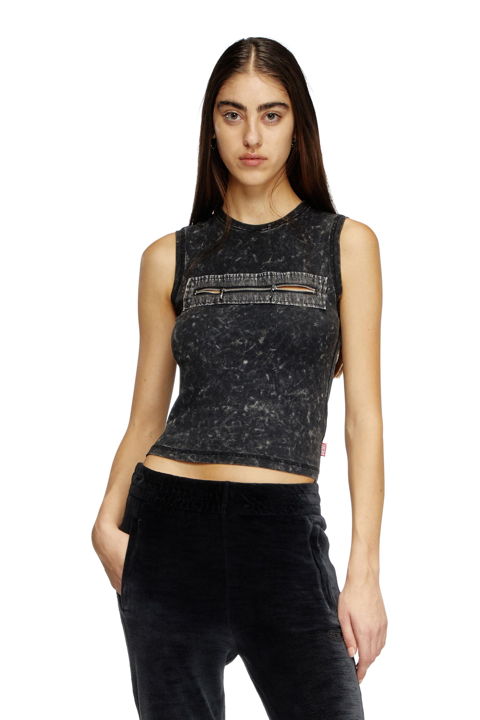 sleeveless top with zip detail