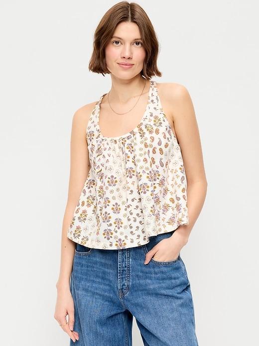 sleeveless trapeze tank top