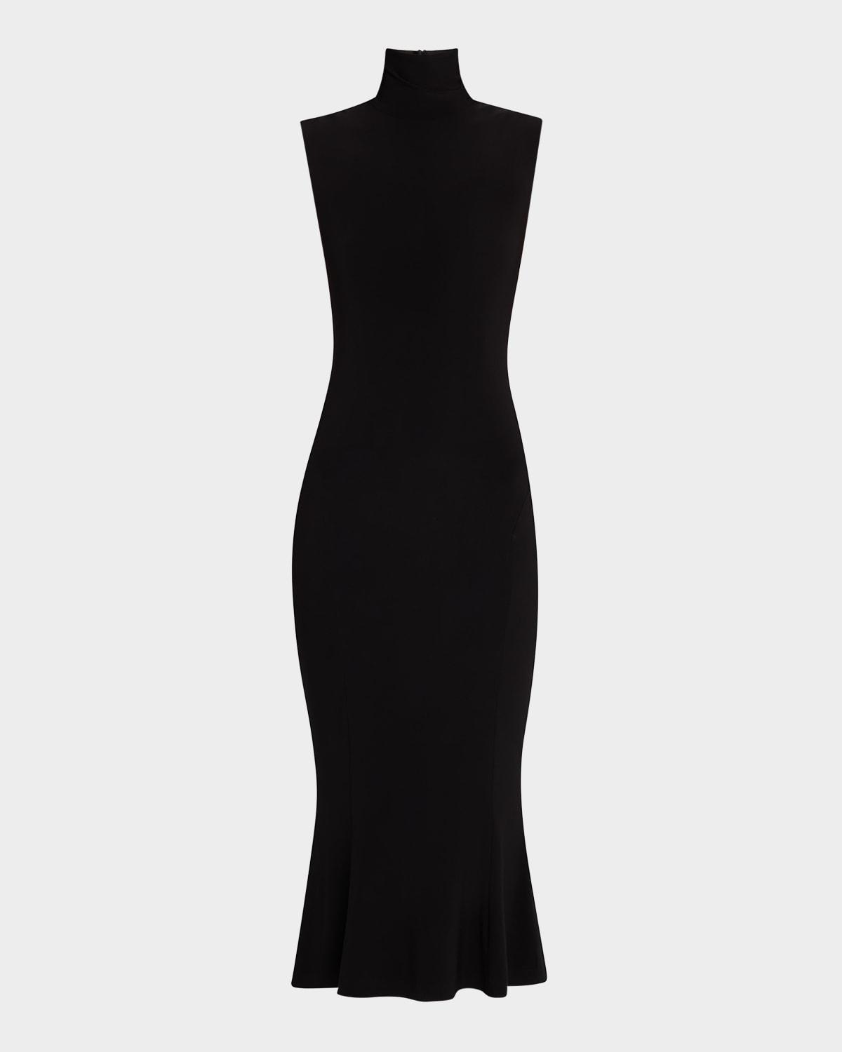 sleeveless turtle mid-calf fishtail dress