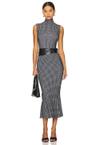 sleeveless turtleneck fishtail dress