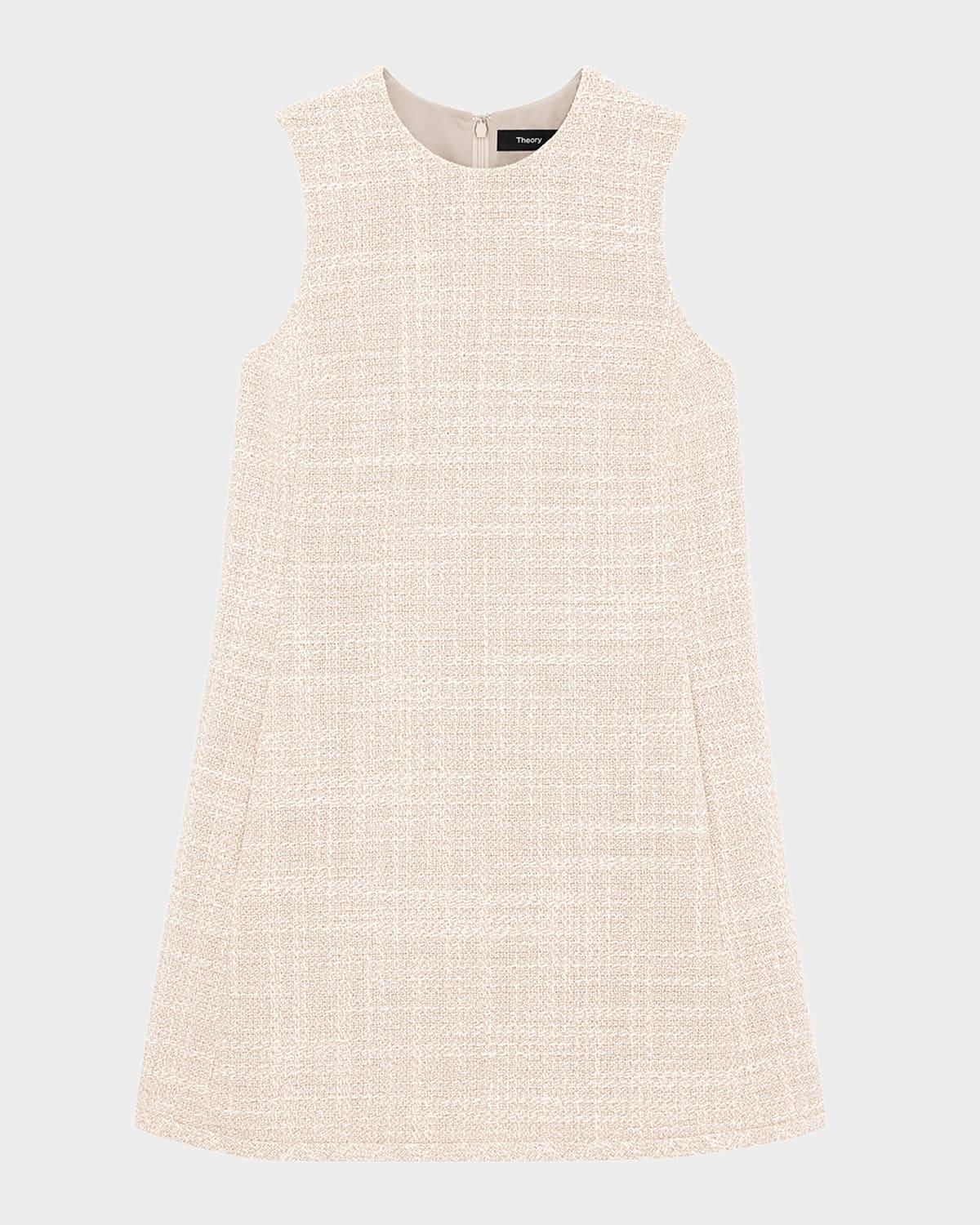 sleeveless tweed shift dress