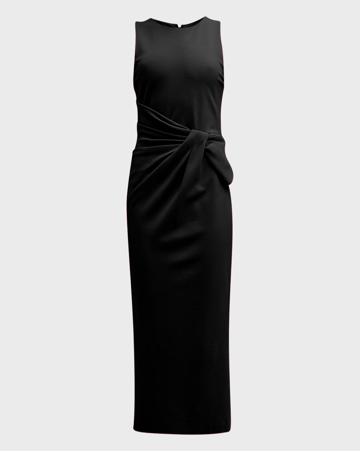 sleeveless twist-front jersey midi dress