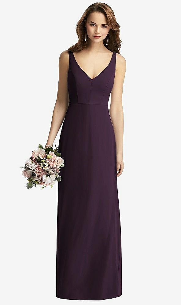 sleeveless v-back long trumpet gown