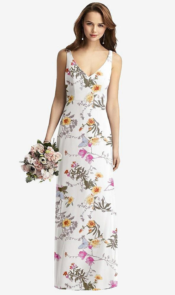 sleeveless v-back long trumpet gown