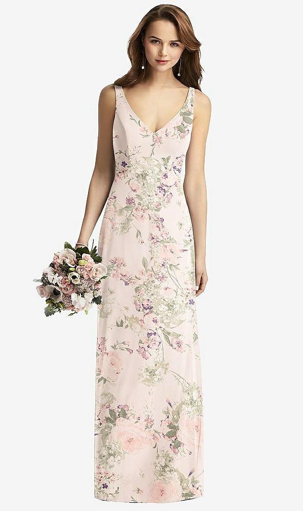 sleeveless v-back long trumpet gown