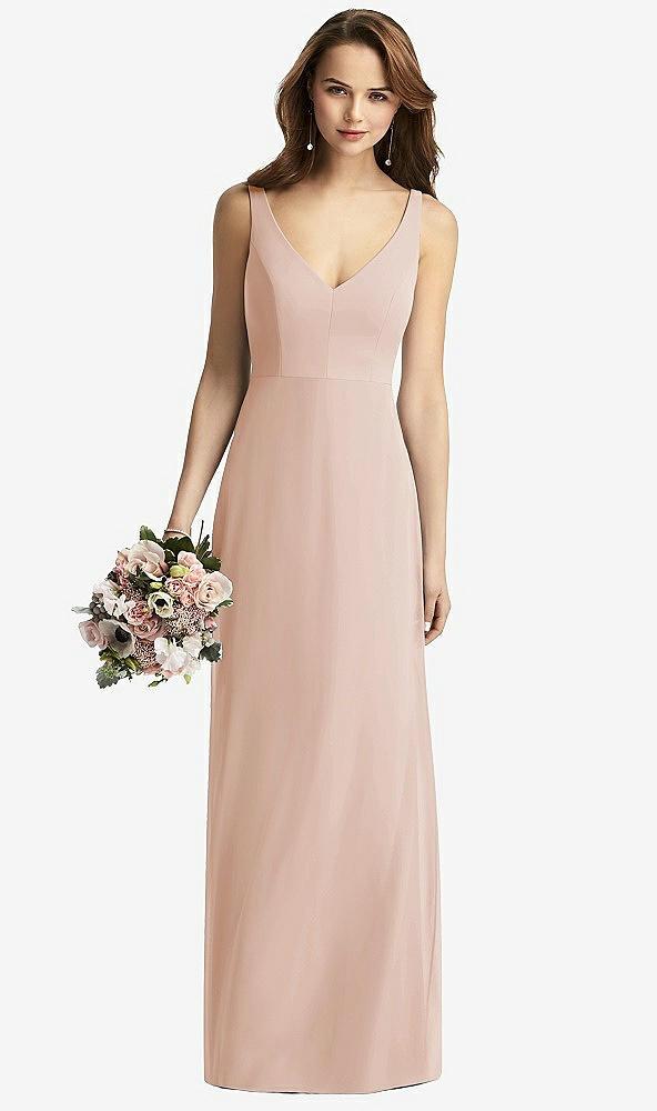 sleeveless v-back long trumpet gown