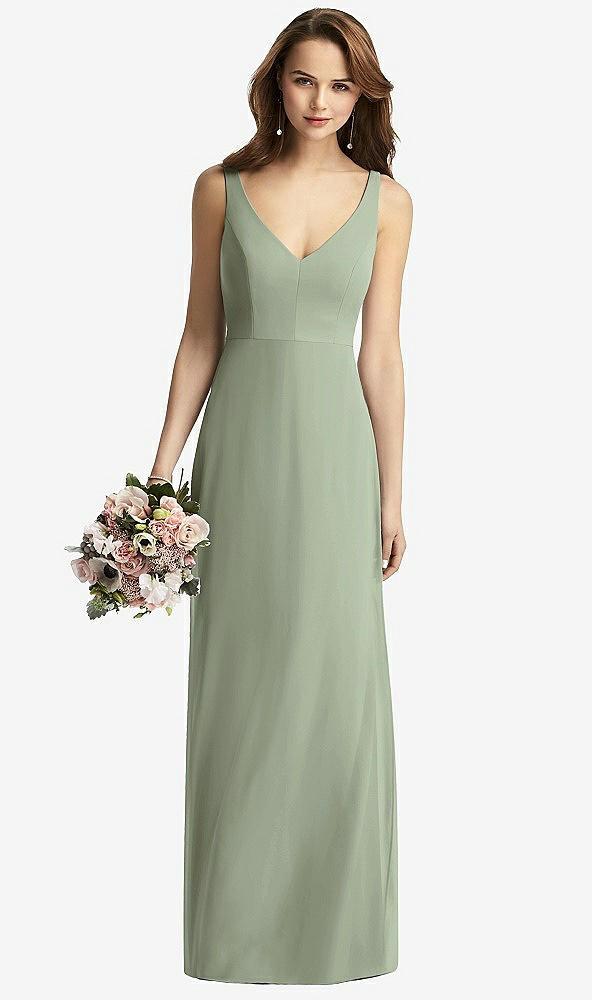sleeveless v-back long trumpet gown